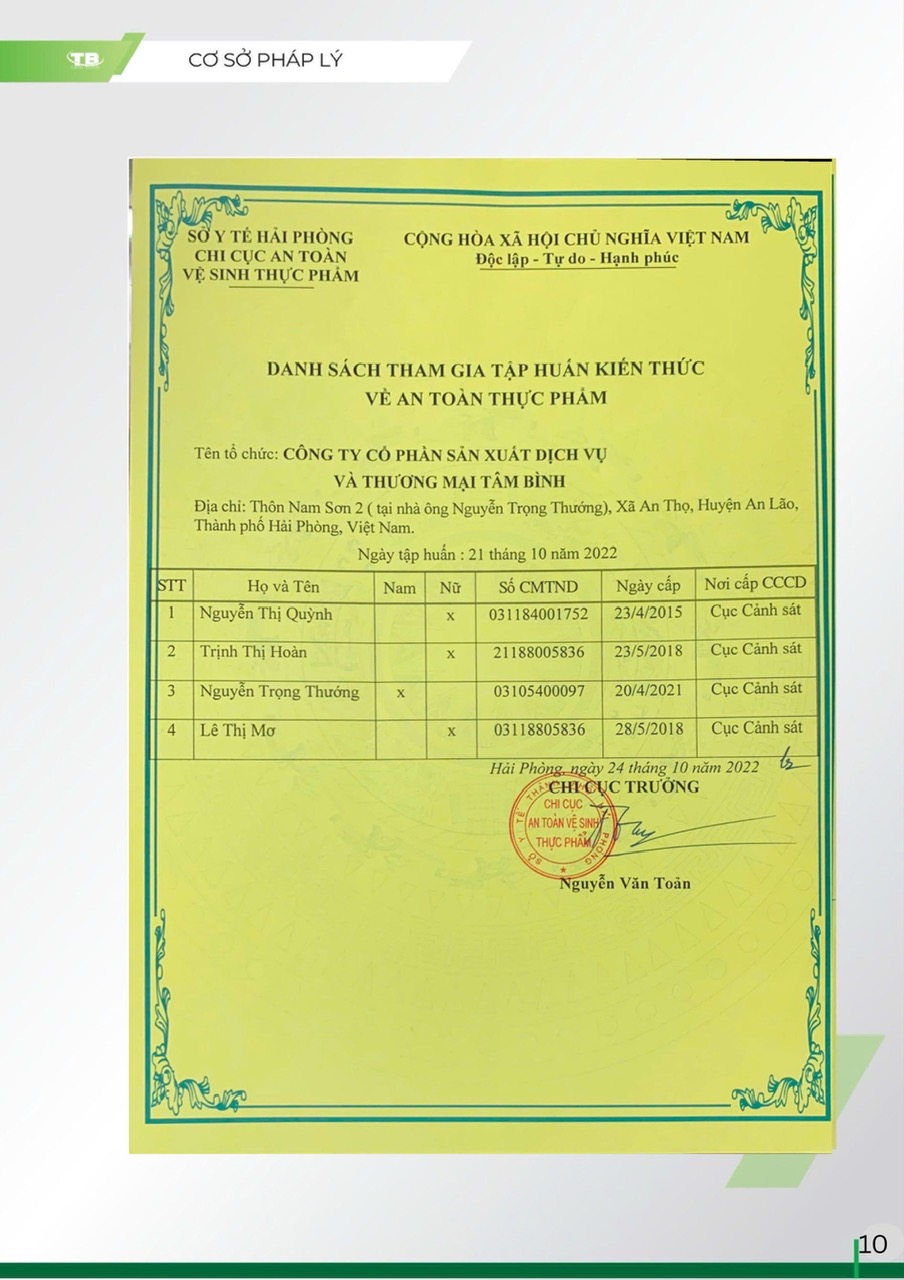 Tập huấn kiến thức an toàn thực phẩm